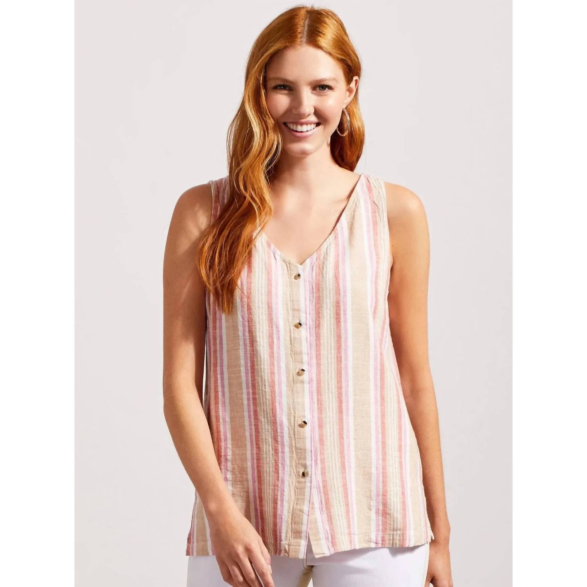 New Tribal Button Down Camisole In Lollipop